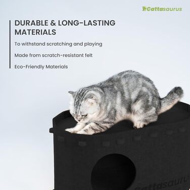 CATTASAURUS переносний будиночок для котів, складне закрите ліжко-печера для домашніх котів до 11,8 кг, багаторівневе, тунель, стійке до подряпин, тент, схованка, диван