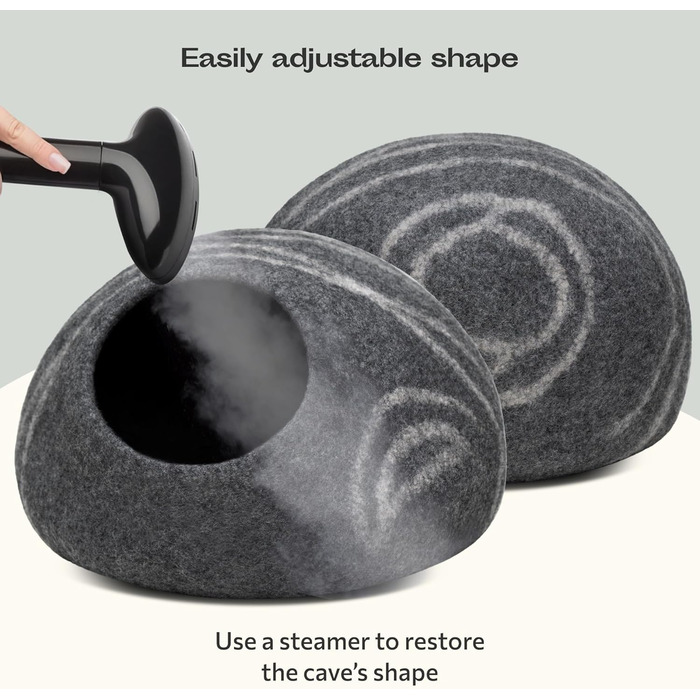 Килимок для котів Meowfia з 100% мериносової вовни - ручної роботи, екологічний, для котів та кошенят, м'яке ліжко, теплий взимку та прохолодний влітку, стильний дизайн, сірий колір, розмір L