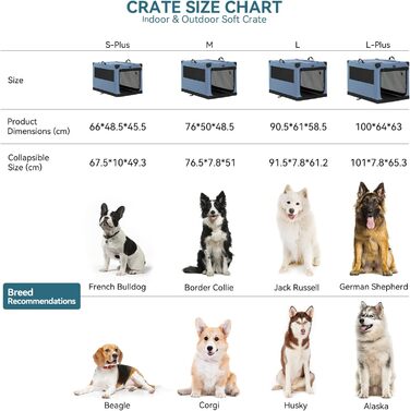 Складаний тканинний бокс для собак Petsfit M, синій – переноска для авто та дому з 3 дверцятами, для середніх порід, легка у транспортуванні