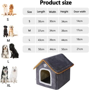 Кімната для домашніх тварин Galatée: тепле ліжко-печера для котів, миле складне котяче будиночок, зручне ігралу для собак, цуценят, кошенят та кроликів (M, сірий)