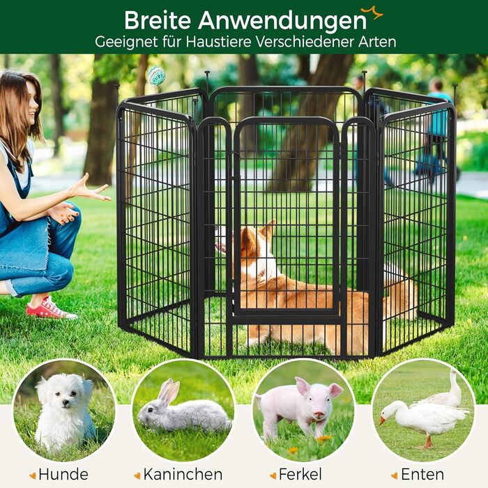 Вольєр для собак Yaheetech 8-секційний, 80 см, для квартири та саду, з'єднання з круглим головою, складаний, без інструментів (100 см висота)