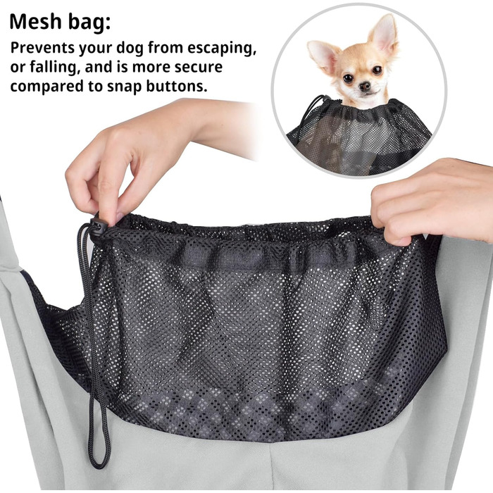 Слінг для собак та котів CUBY - переноска для тварин, слінг на одне плече, сірий, з підставкою для лап