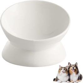 Підвищений годівниця для котів та маленьких собак, кераміка, антиблювання, 150 мл, 1 шт. (білий)