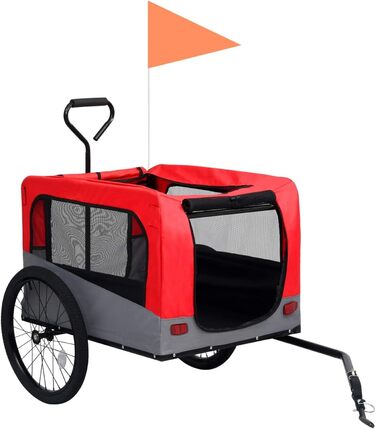 Велосипедний причіп для тварин 2-в-1, червоно-сірий, для собак