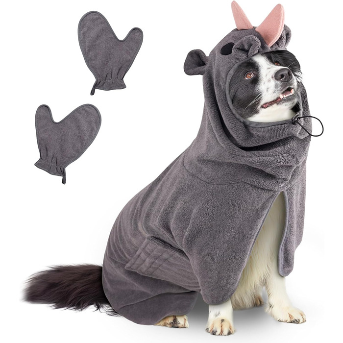 Рушник для собак Badeantel: швидковисихаючий рушник з мікрофібри для собак та котів (зелений, M, Сіре Носоріг)