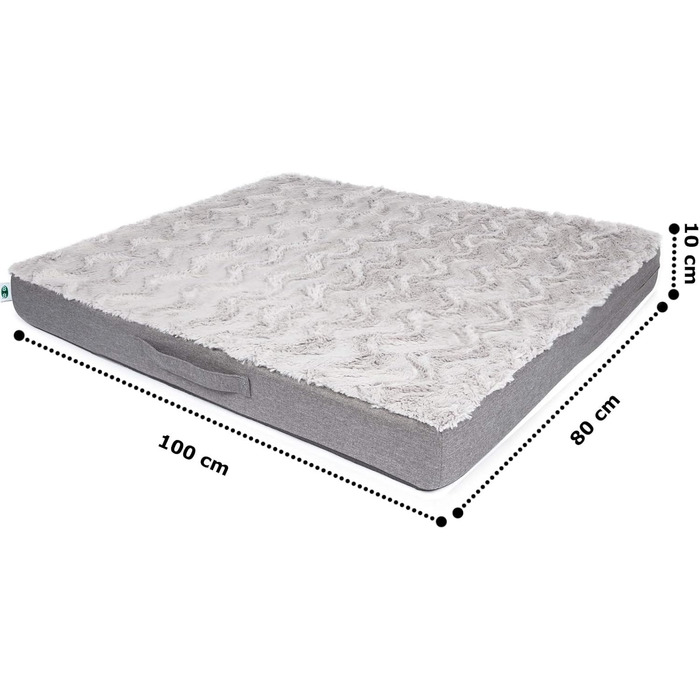 Ортопедичний килимок для собак CopcoPet Lucky Hundematratze: ковзний, миючий, з м'якого штучного хутра, 100 x 80 x 10 см, сірий