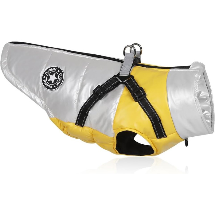 Водонепроникна куртка для собак на зиму, тепла жилетка для собак з шлейкою, куртка від дощу та вітру для собак, світловідбиваюча жилетка для собак, куртка для собак Kates для великих собак (Колір: Бульдог, Бульдог (L, Жовтий))