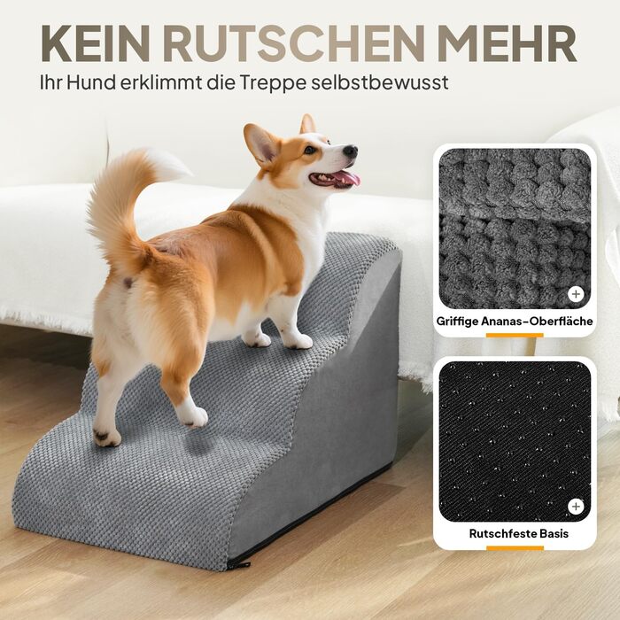 Сходинки для собак Mora Pets: 2 шт., 30 см, сірий, для маленьких собак та котів, з антиковзким покриттям