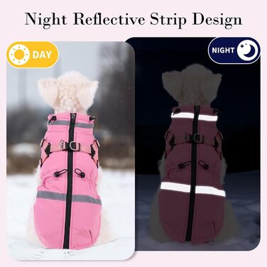 Водонепроникний та вітронепроникний теплий зимовий одяг для собак, розмір M, з інтегрованим нашийником, відбиваючими елементами, ролкрагом та блискавкою. Підходить для великих собак у холодну погоду.