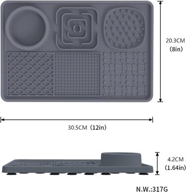 Килимок для собак Leckmatte, силіконовий, антиковзкий, для грумінгу, тренувань, стрижки, сірий