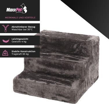 MaxxPet Сходи для собак і котів, складані, 43x41x30 см, для ліжка та дивану, сірі