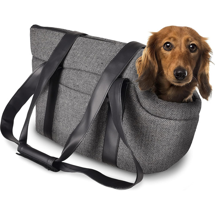 Сумка для собак Danira сірого кольору – 50x24x26см – поліестер, знімний килимок та дно, страховочна стрічка, кишеня, легко миється