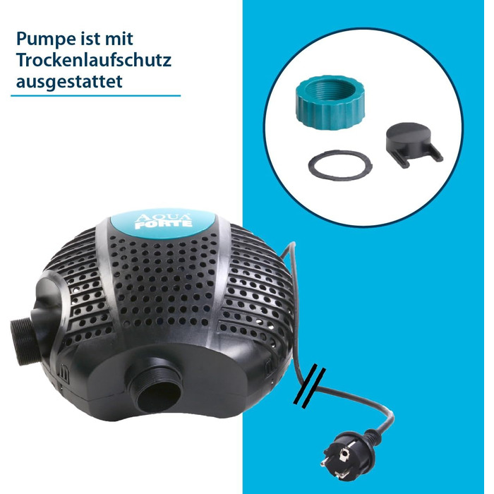 Насос AquaForte O-15000 Plus 135 Вт для водоспадів, фонтанів і фільтрів, продуктивність 15 м³/год, напір 6 м, кабель 10 м