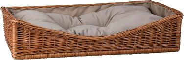 Плетіний корзинка-ліжко для собак та котів з подушкою, 80x50 см, натуральний колір, бежевий