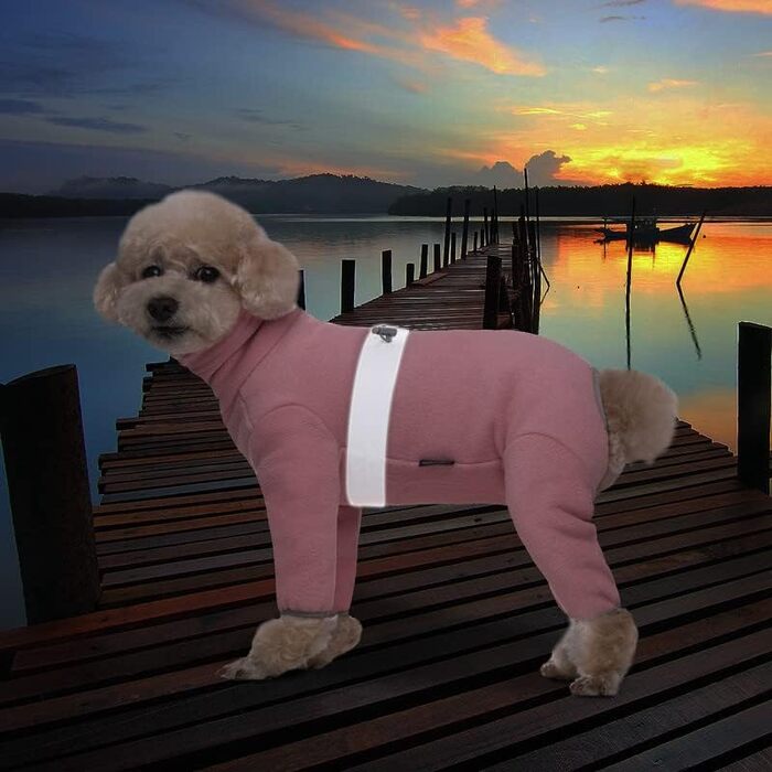 Піжама для собак з полярного флісу, тепла зимова куртка та светр для маленьких та середніх собак, X-Large, рожевий