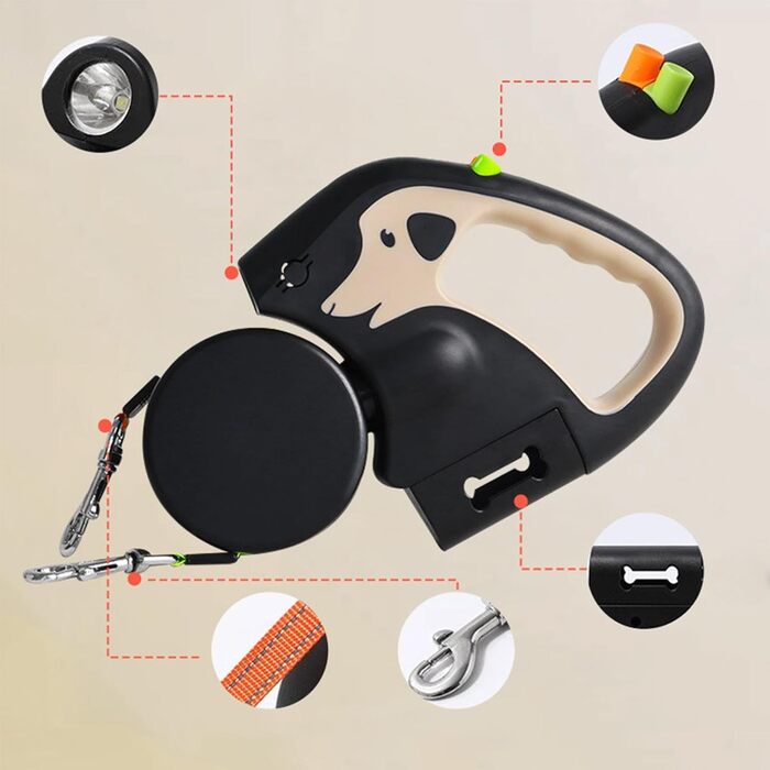 Автоматичний поводок для собак, 3 метри, міцний, для прогулянок, подорожей, тренувань, хакі