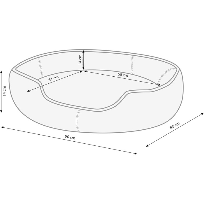 Килимок для собак та котів Dehner Lieblinge Sammy, овальний, 90 x 80 x 14 см, поліестер, бежевий