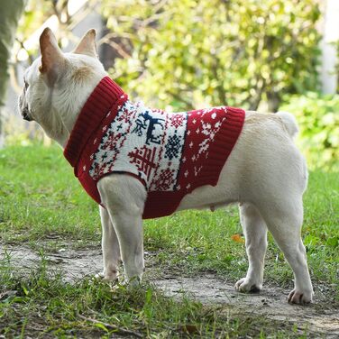Пуловер для собак ABRRLO з бавовни, костюм для святкування Різдва, теплий зимовий пуловер для собак, костюм для домашніх тварин (L, сніжинка, олень)