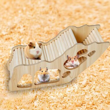 Дерев'яна драбина-споруда для хом'яків Grillix, будиночок, тунель, притулок, іграшка для лазіння та декор для клітки
