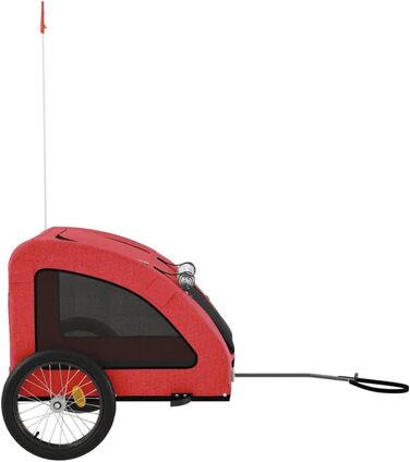 Причіп для собак Fasba: велосипедний причіп для тварин з відбивачами та прапорцем, для котів та собак, червоний, Oxford-тканина та метал