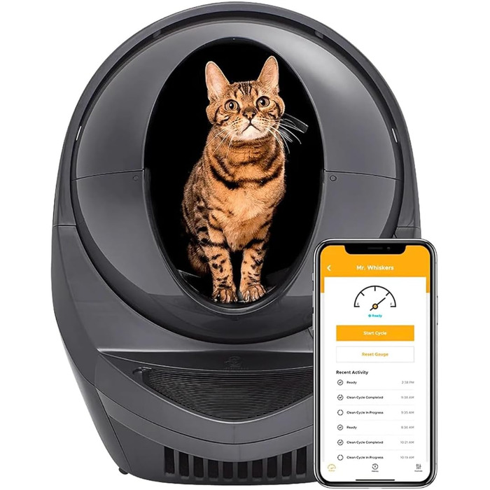 Автоматичний туалет для котів Litter-Robot 3 Connect Whisker, сірий, самочистка, антипах, для будь-якого грудкуватого наповнювача