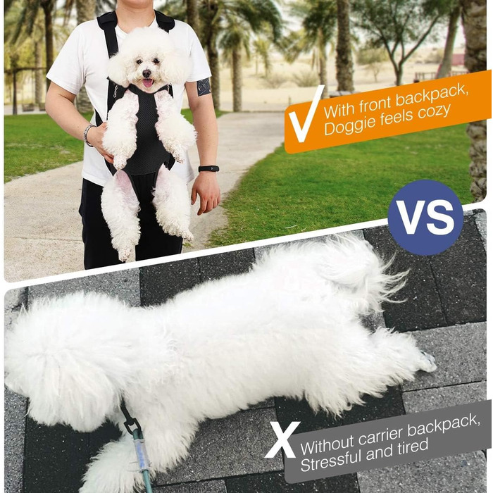 Рюкзак для тварин: переноска для собак, регульовані ніжки, чорний, S