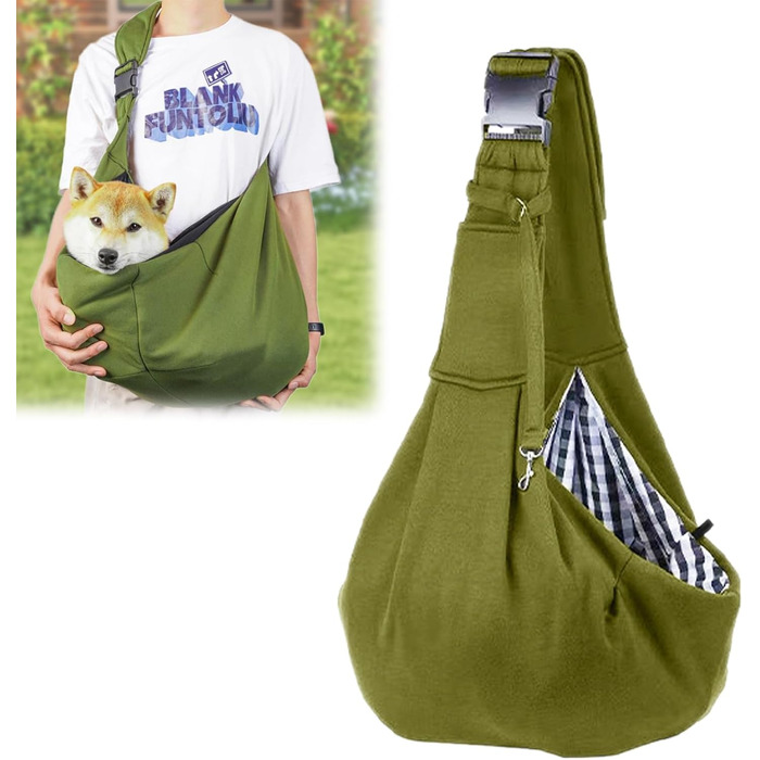 Сумка-переноска для домашніх тварин, регульована переноска для собак, реверсивна переноска для маленьких собак до 7 кг, переноска для собак, переноска для собак для прогулянок та активностей на відкритому повітрі (зелена)