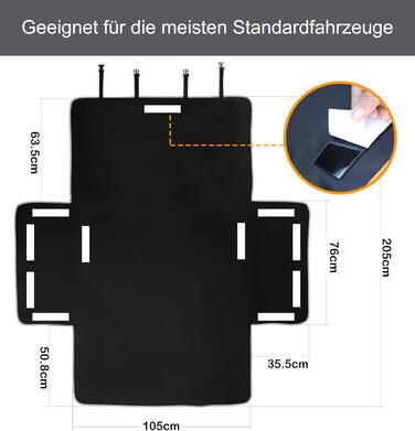 Захист для багажника автомобіля від бруду для собак bytaoqipet, 105x185 см, універсальний, водовідштовхувальний, з боковим захистом, для SUV/Kombi/хетчбек