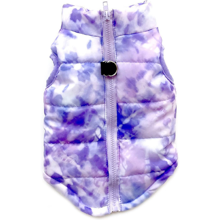 Зимовий теплий пуховик для собак YRRYGMN, тепла жилетка, для котів та цуценят, розмір XL, фіолетовий, з принтом 'Райдуга'