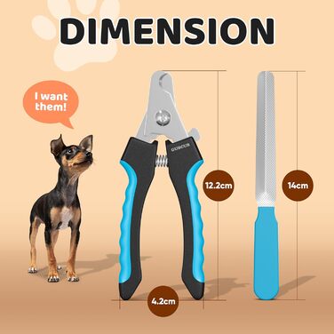 Набір для догляду за собаками: щітка та інструмент для стрижки нігтів. Безпечний набір для грумінгу собак, котів, кроликів та морських свинок. Чорний колір