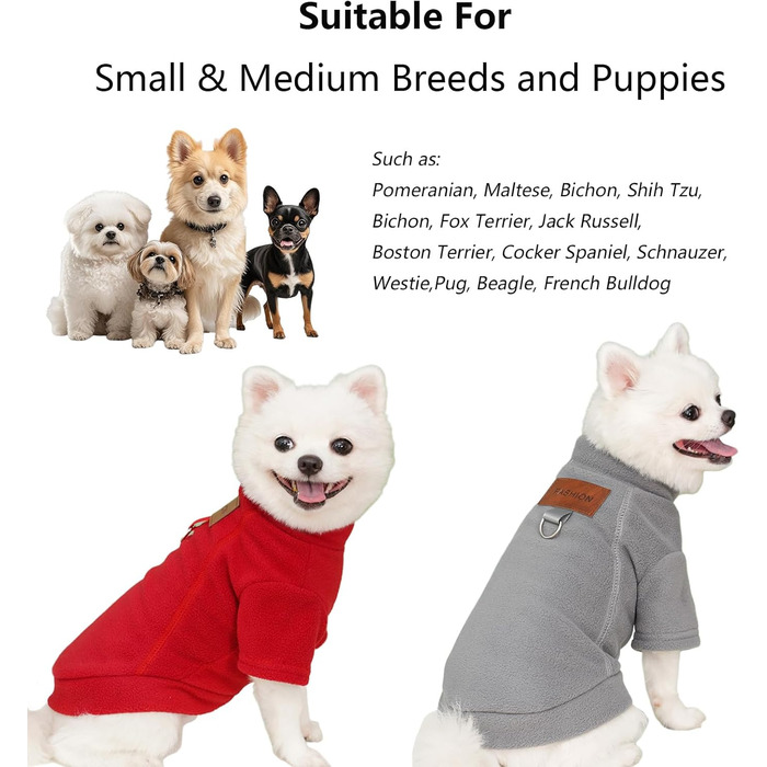 Флісові пуловери для собак (2/3 шт.) - теплі, м'які, з ролетним коміром, для маленьких собак, кошенят, тепла зимова одяг для домашніх тварин (A-Сірий, Червоний, L)