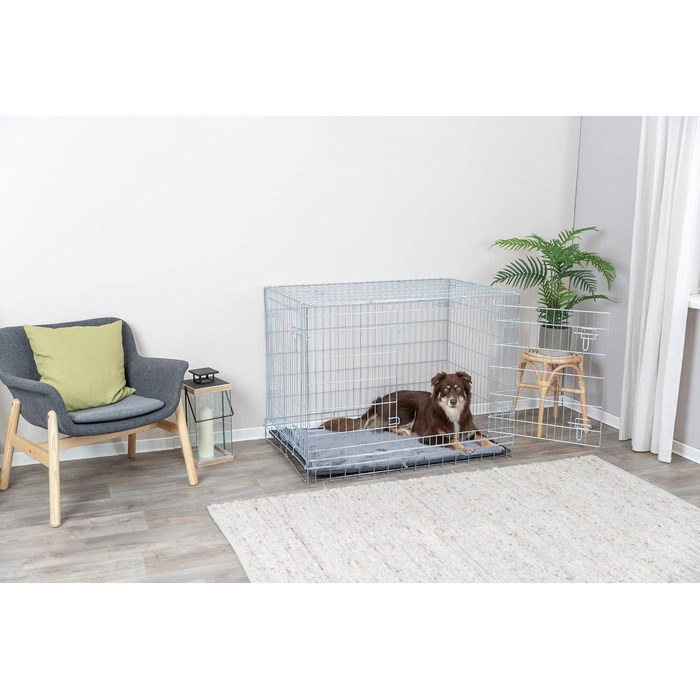 TRIXIE переносна клітка для собак Home XL, 116×86×77 см, складна, металева, з 2 дверима та замками, для транспортування і дому, срібляста