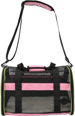 Сумка-переноска для тварин Cloimei Premium 600D Nylon, рожева, для подорожей, з вентиляцією, регульований ремінь