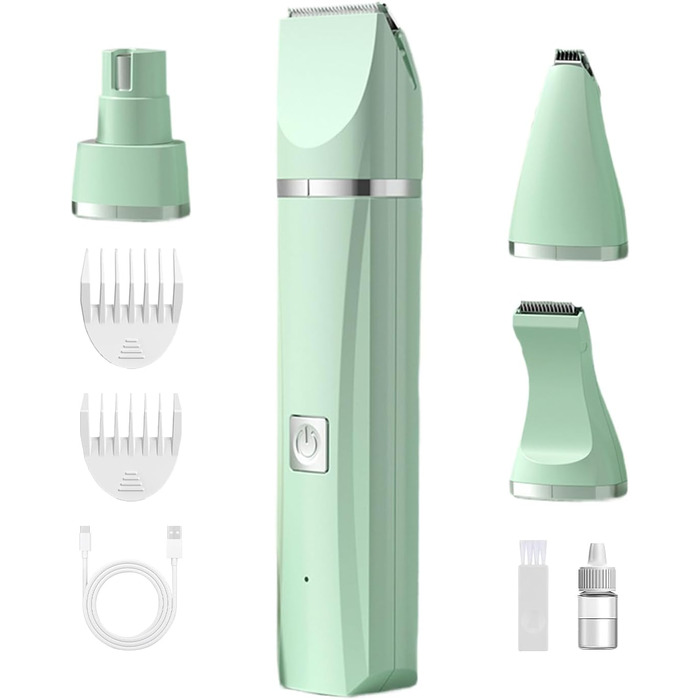 Професійна машинка для стрижки собак, бездротова, акумуляторна, для малих порід, тиха, для котів, вух, обличчя та задньої частини тіла, білий (зелений)