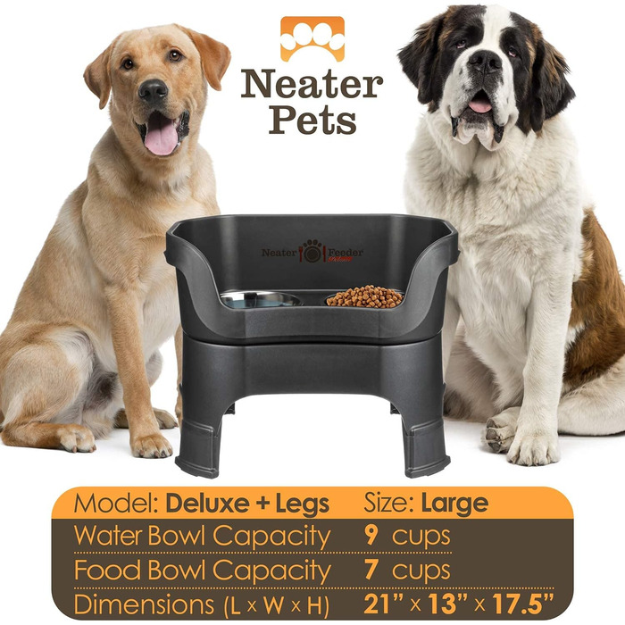 Автоматична годівниця для собак NEATER PET BRANDS Feeder-Deluxe з подовженими ніжками, велика, чорна