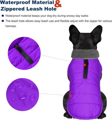 Водонепроникний собачий плащ, святкова куртка для собак на холодну погоду, вітронепроникний зручний жилет для малих, середніх та великих собак, для цуценят та дорослих (фіолетовий, XS) XS (обхват грудей: 22-32 см)
