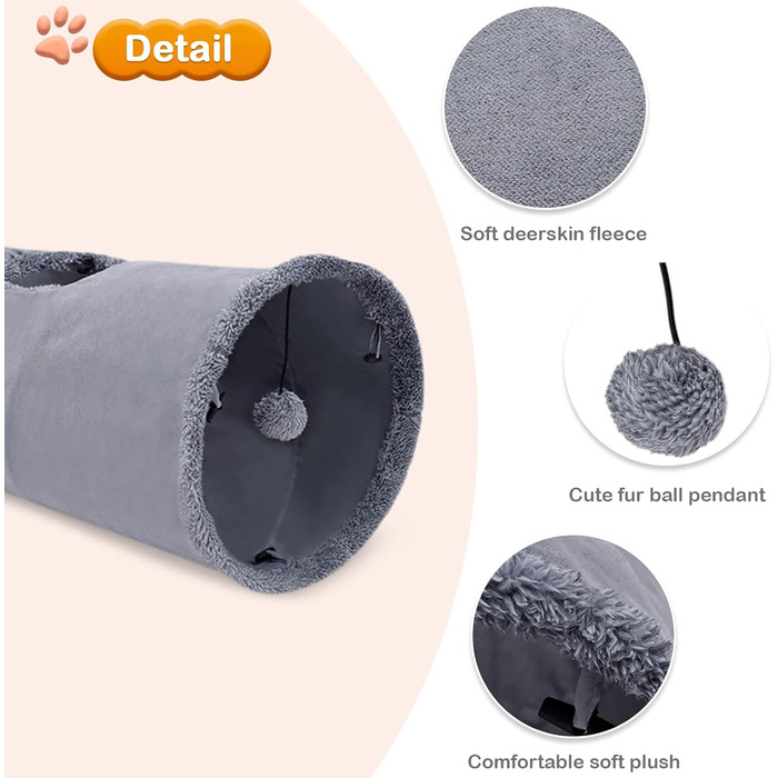 Туннель для котів ALLSOPETS - іграшка-тунель для кошенят, кроликів та інших дрібних тварин. Сірий колір.