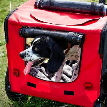 Фаркоп для велосипеда Sogesfurniture для собак, візок для собак на велосипеді, складаний, з кріпленням, прапорцем, відбивачем, 600D Oxford Canvas, червоний та чорний