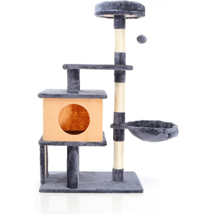 Котячий будиночок з когтеточкою Fudajo, 112 см, з лежаком та платформами