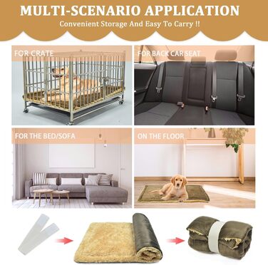 Килимок для собак у подорожі, м'яке складне ліжко для собак, килимок для переноски, плюшевий коврик для собак і котів, 70 x 50 см, коричневий