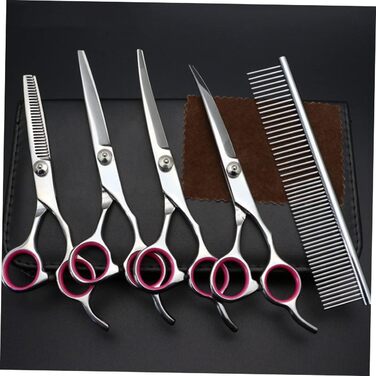 Набір для грумінгу домашніх тварин: ножиці для собак та котів (вигнуті, прямі, зубчасті) та гребінець для догляду за шерстю