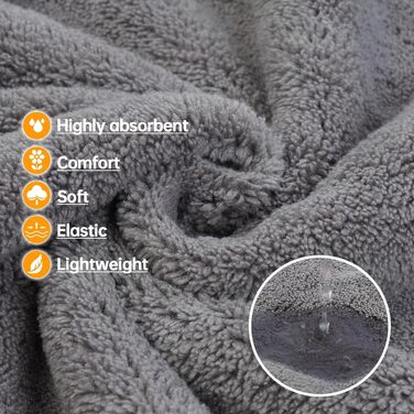 Рушник для собак OUOBOB з капюшоном, мікрофібра, для середніх собак, регульований пояс, Французький бульдог & Бостон Тер'єр, зелений (L, сірий)