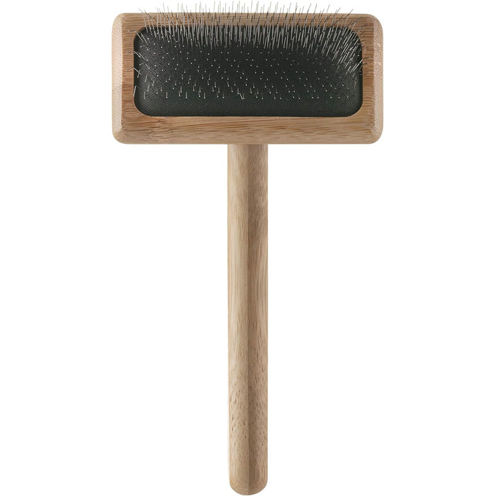 М'яка бамбукова щітка для грумінгу тварин Mikki 6280033 з кулькоподібними наконечниками для собак і котів, велика, 99 г (коричнева)