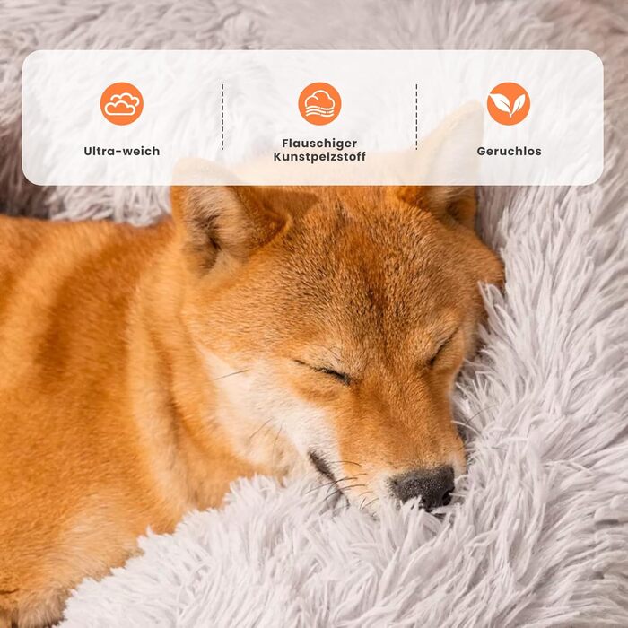 XKISS Лежанка для собак, плюшева, знімний, washable cover, 80см, лежанка для собак великих, середніх та маленьких порід, лежанка для собак, собаче ліжко. Розмір: 100x100x20 см, світло-сіра