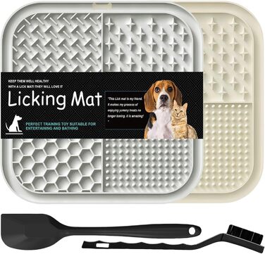 Килимок для собак з присосками, 2 шт. (бежевий + сірий) - для грумінгу, тренувань та купання
