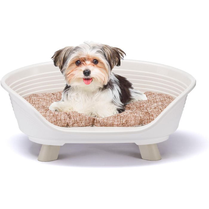 Підвищене ліжко для собак та котів Ferplast Throne з бавовняним подушкою, білий, 61.5 x 45 x 26 см