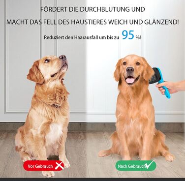 Набір для догляду за собаками (5 шт.) – щітка для вичісування линяючої шерсті (коротко- та довгошерсті). Синій колір.