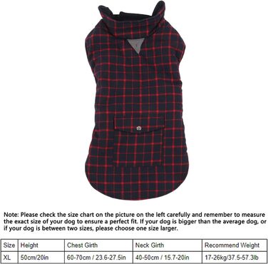 Водонепроникна вітрозахисна жилетка для собак у картатий принт, тепла зимова жилетка для маленьких та середніх собак, м'яка, комфортна, блакитна (XL, XL)