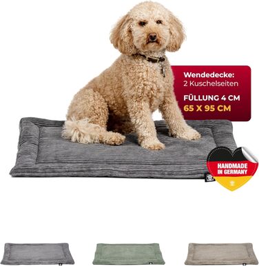 Килимок для собак з наповнювачем, розмір M (65x95 см) – двосторонній, миючий – теплий, комфортний – антрацит, Made in Germany