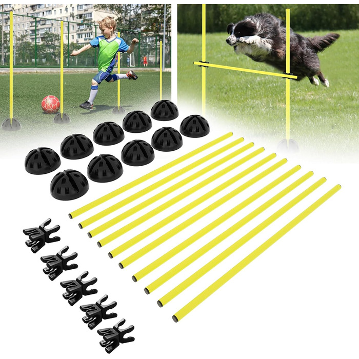 Набір пружинних стрибкових стержнів LILIIN для тренувань: розвиток координації, стрибкоподібності та спритності. 15 стрижнів, 100 см, 10 кріплень